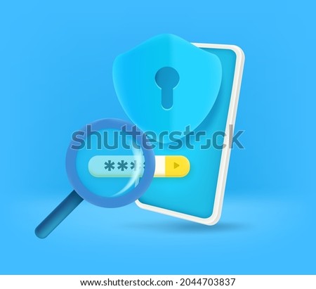 Password guessing concept. 3d style vector illustration
