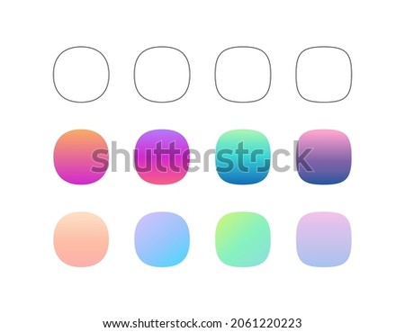 Super ellipse trendy shapes set isolated on white background. Template for modern trendy icons
