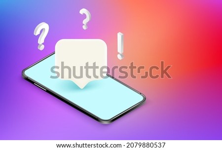 Ask question with mobile phone concept. Vector banner with copy space