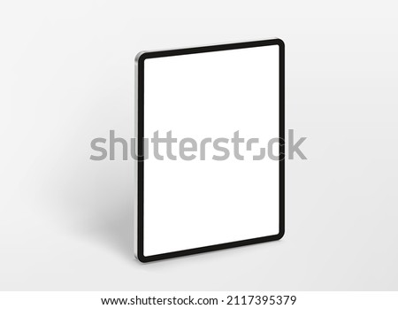 Modern tablet computer in perspective with blank screen. Realistic 3d vector illustration 