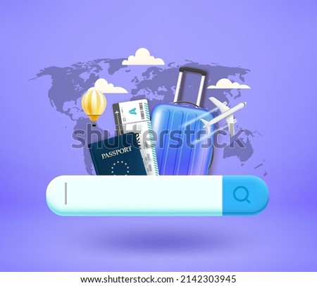 Searching for country to travel concept. 3d vector illustration

