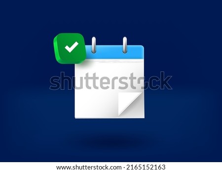 Paper binder with checkmark icon. 3d vector illustration