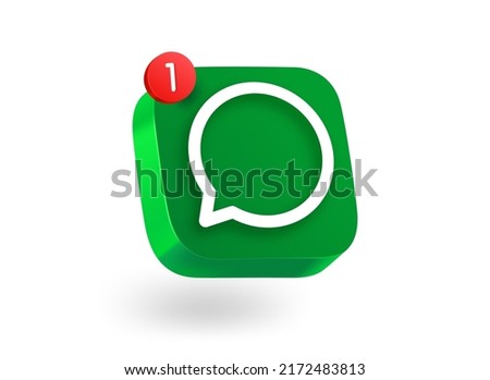 New message concept. 3d vector mobile application icon with notification