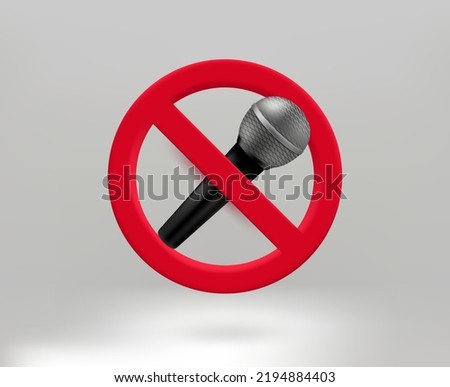 Do not speak concept with microphone icon. 3d vector illustration