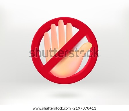 No concept with hand icon. 3d vector illustration
