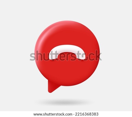 Speech cloud with stop telephone call sign. 3d vector isolated illustration