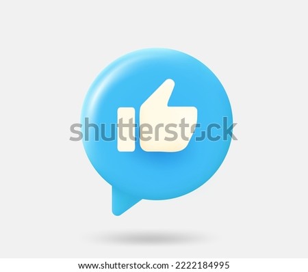 Speech cloud with thumbsup sign. Best choice concept. 3d vector isolated illustration
