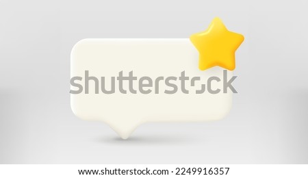 Speech cloud with rating golden star. 3d vector illustration