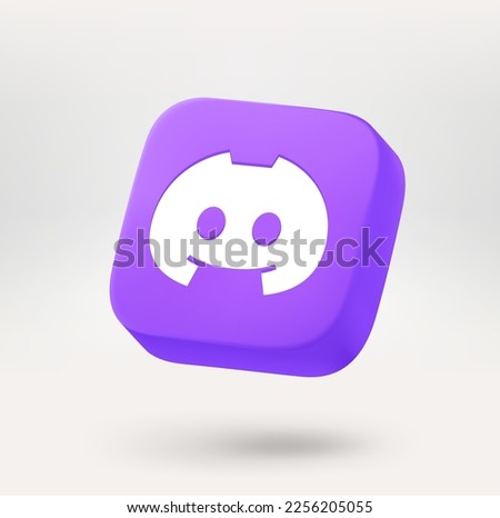 Button with white silhouette of cute cartoon face. 3d vector icon isolated on white background
 Сток-фото © 