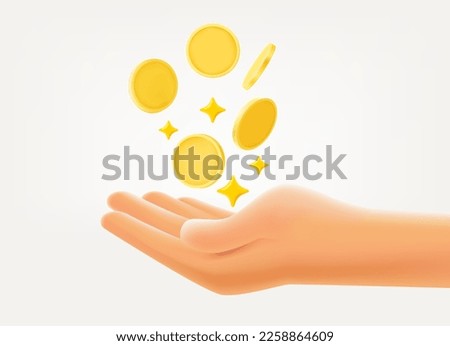 Human hand catching money. 3d vector illustration isolated on white background