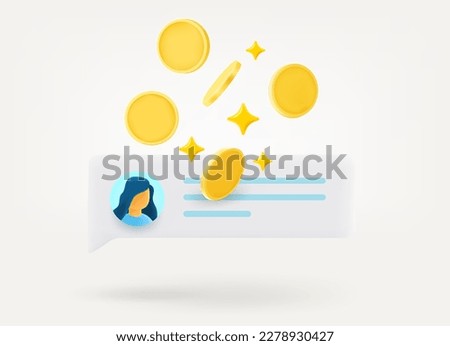 Receiving money via social media. 3d vector illustration isolated on white background