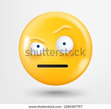 Raised eyebrow emoticon 3d vector. Emoji isolated on white background 