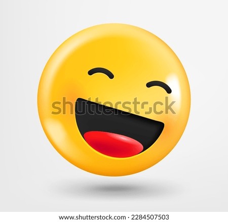 Laughing emoji 3d vector. Emoticon isolated on white background 