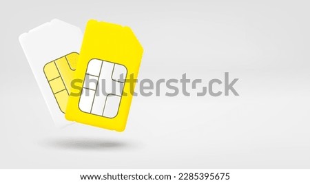 Mobile SIM cards. 3d vector banner with copy space