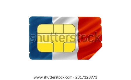 Mobile operator SIM card with France flag. 3d vector illustration