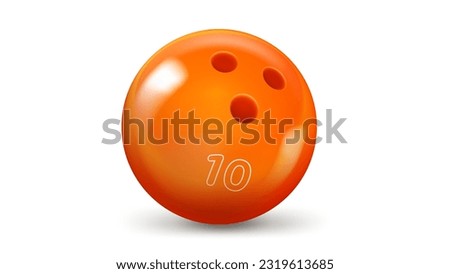 Orange bowling ball isolated on white background. 3d vector illustration