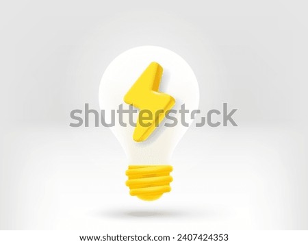 Lighting bulb with golden bolt. 3d vector element