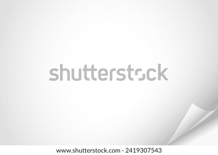 Blank paper sheet with bending right bottom corner. Vector illustration
