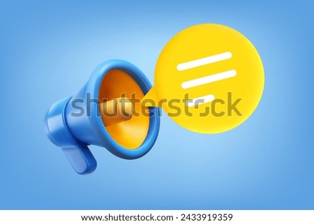 loudspeaker with speech bubble. Announcement concept. 3d vector illustration
