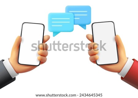 Conversation concept with two smartphones. 3d vector illustration