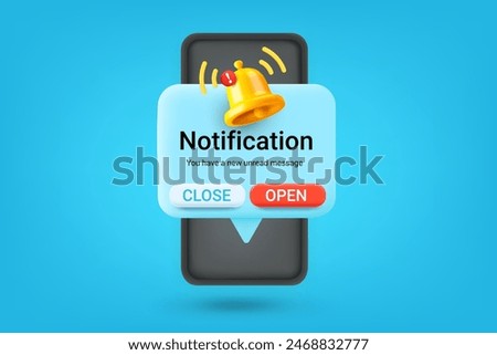 Receiving new notification concept. Vector 3d illustration 