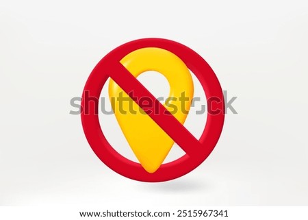 No gps concept with crossed map pin in the circle. 3d vector illustration

