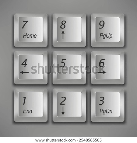 White keypad on black background. 3d vector illustration