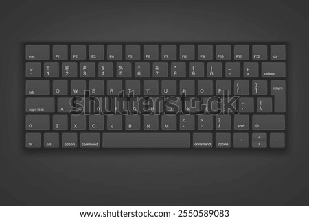 Grey keyboard buttons on dark background. 3d vector illustration