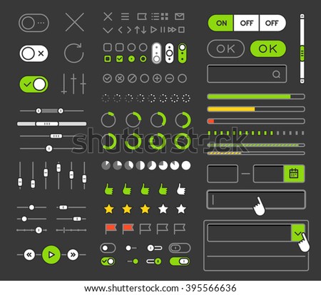 Different style trendy interface vector elements and pictograms collection