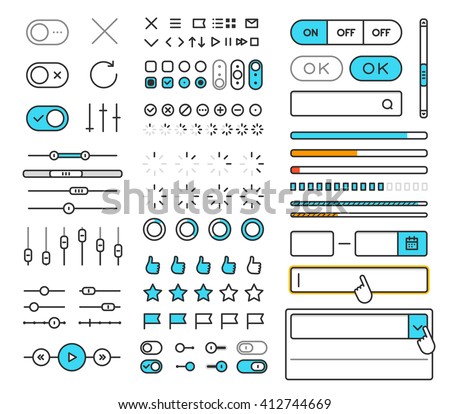 Different style trendy interface vector elements and pictograms collection