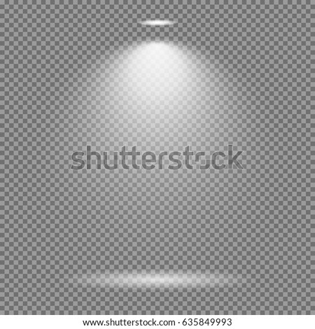 Light effect on transparent background. Bright lights vector collection