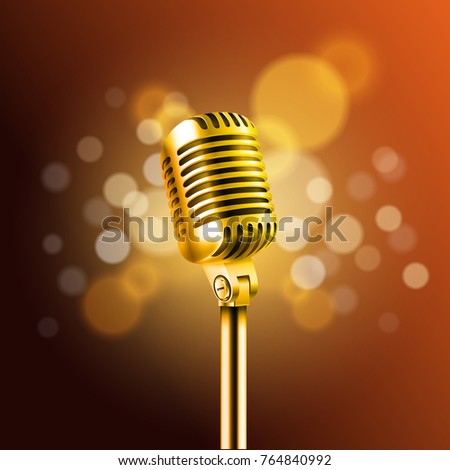 Shining microphone vector illustration. Standup comedy show concept