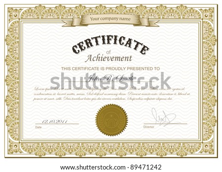 Vector Illustration Of Detailed Gold Certificate - 89471242 : Shutterstock