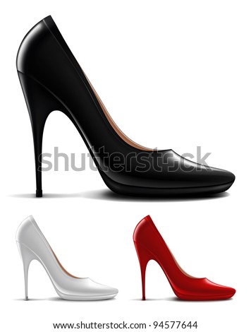 Vector illustration of multicolored high heel shoes