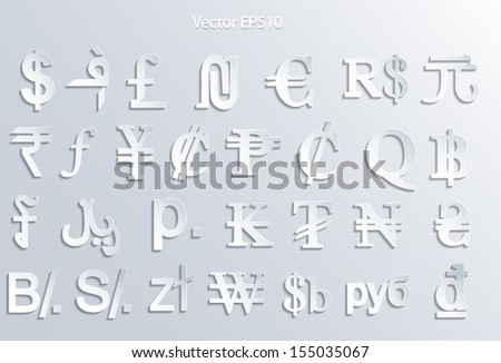 Abstract 3d Vector currency symbols (world money). Vector eps10.