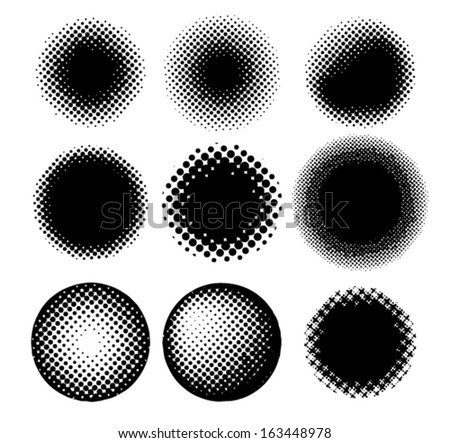 Spotted flash , halftone circles. Vector eps10. Editable colors.