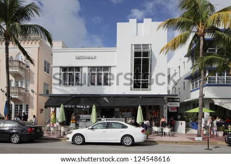 MIAMI - JANUARY 12: Deco walk Hostel offers accommodations to budget travelers with rates as low as $23 per night and sleeps up to 10 people per room January 12, 2013 in Miami, Florida.