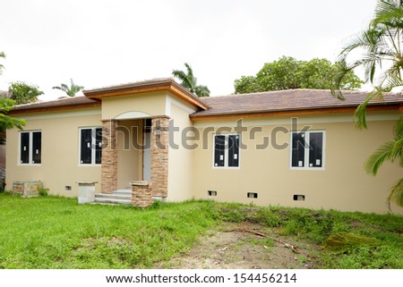 Stock image of a South Florida single family house under construction