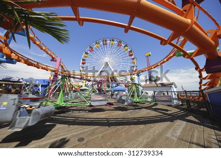 SANTA MONICA - AUGUST 6: Image of Pacific Park on the Santa Monica Pier which is an amusement park built in 1996 august 6, 2015 in Santa Monica CA