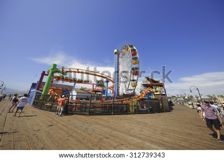 SANTA MONICA - AUGUST 6: Image of Pacific Park on the Santa Monica Pier which is an amusement park built in 1996 august 6, 2015 in Santa Monica CA