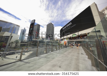 LAS VEGAS - AUGUST 7: Image of casinos on the main strip of Las Vegas which was established in 1906 and is a world famous tourist destination known as Sin City August 7, 2015 in Las Vegas NV.