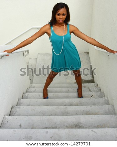 Woman Posing On Steps