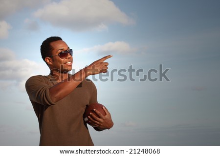 Man pointing away