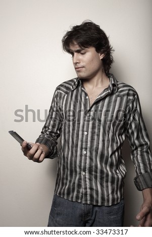 Man looking at his cell phone