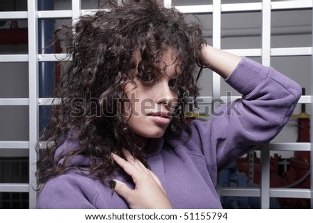 Attractive woman with messy hair