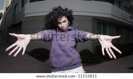 Woman reaching out her hands