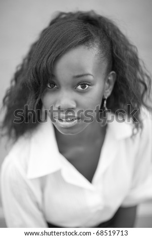 Black and white image of a beautiful black woman