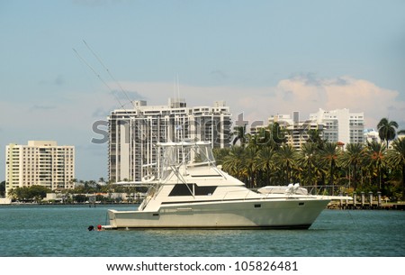 Yacht resting on the waterways of Miami, Florida