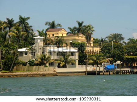 Expensive waterfront real estate in Miami, Florida
