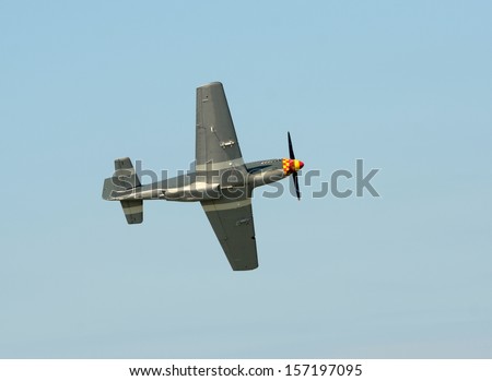World War II fighter airplane in flight